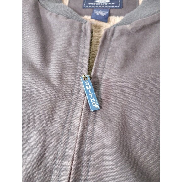 Smith’s Workwear Sherpa Lined Canvas Vest L Brown Zip Front Utility Outdoor - Picture 11 of 13